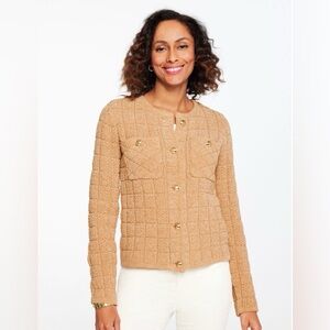 Talbots Jacquard Crewneck Cardigan XS
